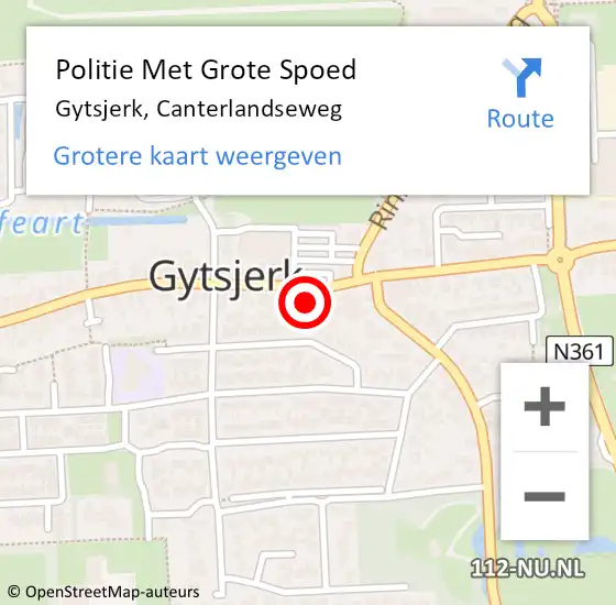 Locatie op kaart van de 112 melding: Politie Met Grote Spoed Naar Gytsjerk, Canterlandseweg op 14 augustus 2021 14:53
