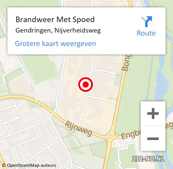 Locatie op kaart van de 112 melding: Brandweer Met Spoed Naar Gendringen, Nijverheidsweg op 14 augustus 2021 14:56