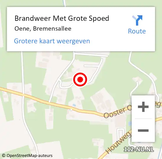 Locatie op kaart van de 112 melding: Brandweer Met Grote Spoed Naar Oene, Bremensallee op 14 augustus 2021 16:02