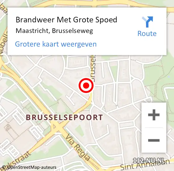 Locatie op kaart van de 112 melding: Brandweer Met Grote Spoed Naar Maastricht, Brusselseweg op 14 augustus 2021 16:08