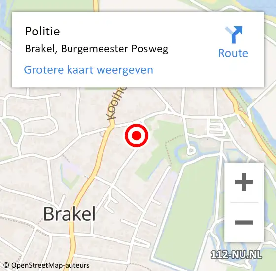 Locatie op kaart van de 112 melding: Politie Brakel, Burgemeester Posweg op 14 augustus 2021 16:42