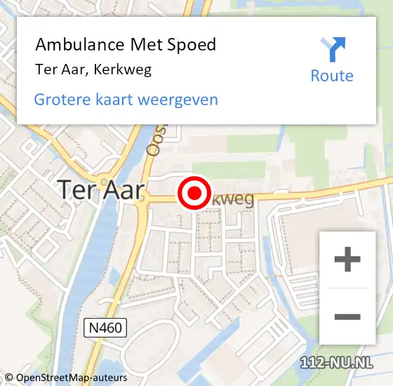 Locatie op kaart van de 112 melding: Ambulance Met Spoed Naar Ter Aar, Kerkweg op 14 augustus 2021 16:43