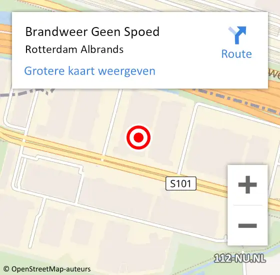 Locatie op kaart van de 112 melding: Brandweer Geen Spoed Naar Rotterdam Albrands op 14 augustus 2021 16:49