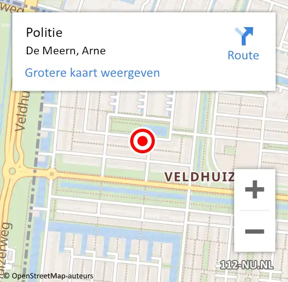 Locatie op kaart van de 112 melding: Politie De Meern, Arne op 14 augustus 2021 16:56