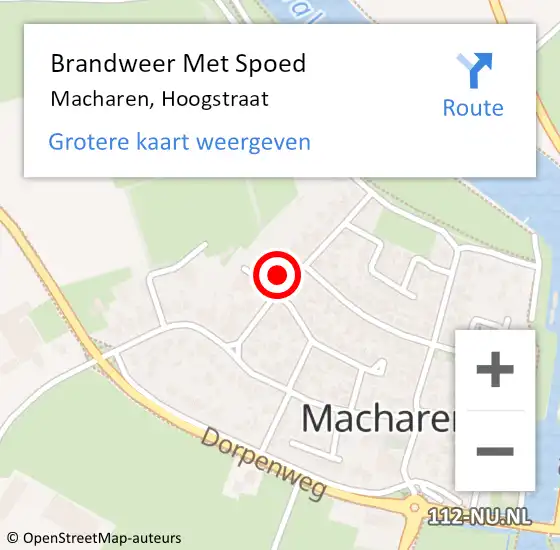 Locatie op kaart van de 112 melding: Brandweer Met Spoed Naar Macharen, Hoogstraat op 14 augustus 2021 17:45