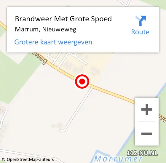 Locatie op kaart van de 112 melding: Brandweer Met Grote Spoed Naar Marrum, Nieuweweg op 14 augustus 2021 17:48