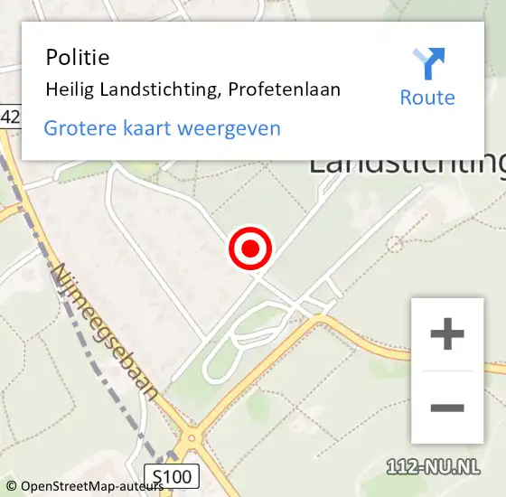 Locatie op kaart van de 112 melding: Politie Heilig Landstichting, Profetenlaan op 14 augustus 2021 18:04