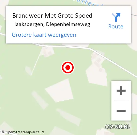 Locatie op kaart van de 112 melding: Brandweer Met Grote Spoed Naar Haaksbergen, Diepenheimseweg op 14 augustus 2021 18:11