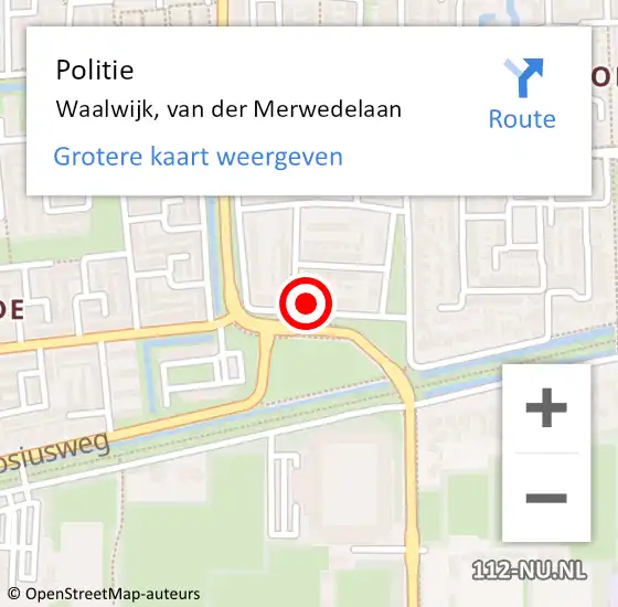 Locatie op kaart van de 112 melding: Politie Waalwijk, van der Merwedelaan op 14 augustus 2021 18:30