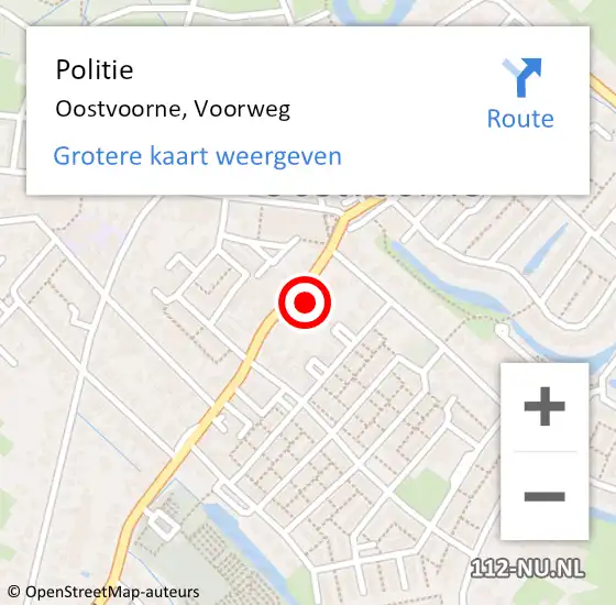 Locatie op kaart van de 112 melding: Politie Oostvoorne, Voorweg op 14 augustus 2021 18:38