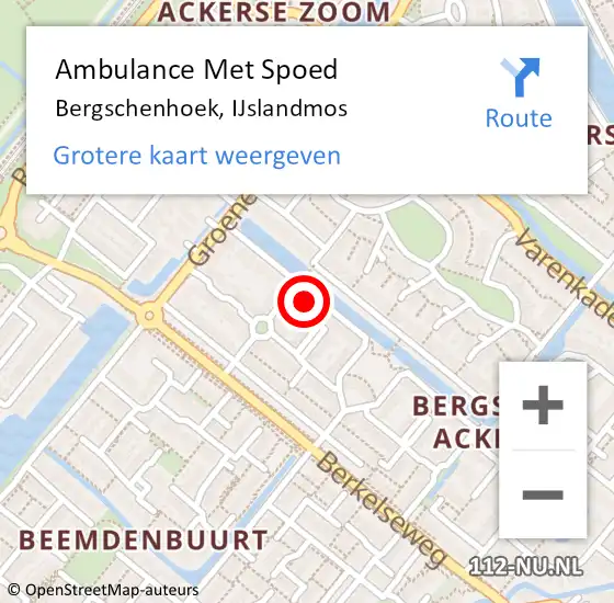 Locatie op kaart van de 112 melding: Ambulance Met Spoed Naar Bergschenhoek, IJslandmos op 14 augustus 2021 18:40