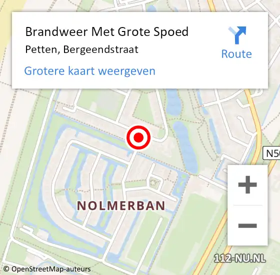 Locatie op kaart van de 112 melding: Brandweer Met Grote Spoed Naar Petten, Bergeendstraat op 14 augustus 2021 18:59