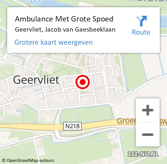 Locatie op kaart van de 112 melding: Ambulance Met Grote Spoed Naar Geervliet, Jacob van Gaesbeeklaan op 14 augustus 2021 19:16