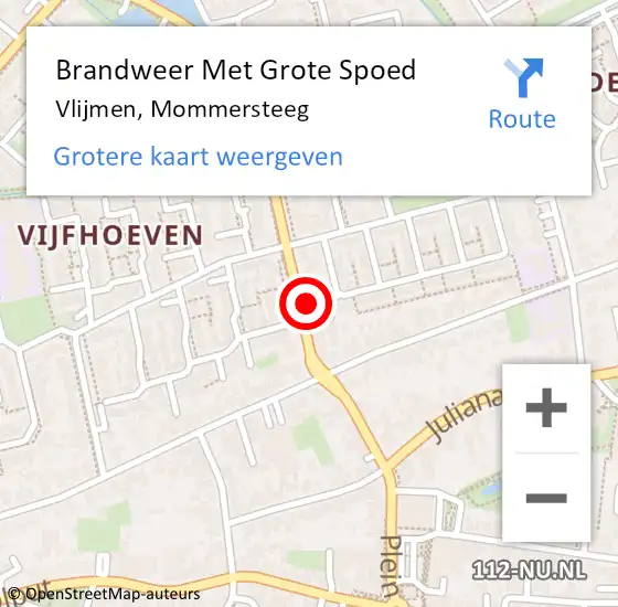 Locatie op kaart van de 112 melding: Brandweer Met Grote Spoed Naar Vlijmen, Mommersteeg op 14 augustus 2021 19:16