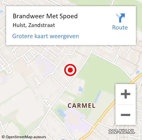 Locatie op kaart van de 112 melding: Brandweer Met Spoed Naar Hulst, Zandstraat op 14 augustus 2021 19:23