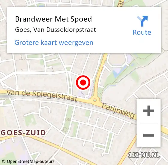 Locatie op kaart van de 112 melding: Brandweer Met Spoed Naar Goes, Van Dusseldorpstraat op 19 juni 2014 17:42