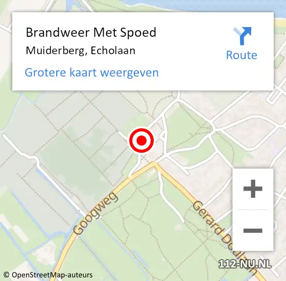 Locatie op kaart van de 112 melding: Brandweer Met Spoed Naar Muiderberg, Echolaan op 14 augustus 2021 20:08