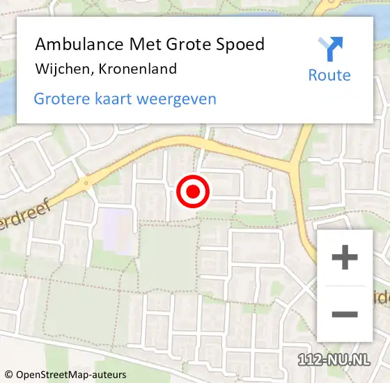 Locatie op kaart van de 112 melding: Ambulance Met Grote Spoed Naar Wijchen, Kronenland op 14 augustus 2021 20:42