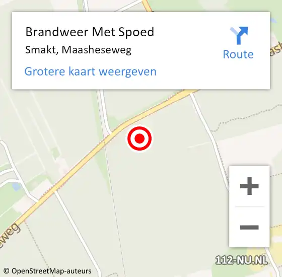 Locatie op kaart van de 112 melding: Brandweer Met Spoed Naar Smakt, Maasheseweg op 14 augustus 2021 20:43