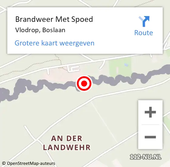 Locatie op kaart van de 112 melding: Brandweer Met Spoed Naar Vlodrop, Boslaan op 14 augustus 2021 21:06