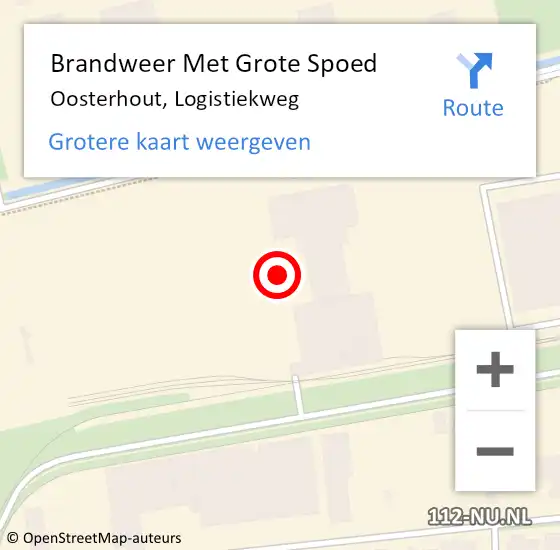 Locatie op kaart van de 112 melding: Brandweer Met Grote Spoed Naar Oosterhout, Logistiekweg op 14 augustus 2021 21:20