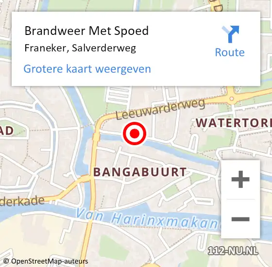 Locatie op kaart van de 112 melding: Brandweer Met Spoed Naar Franeker, Salverderweg op 14 augustus 2021 21:26