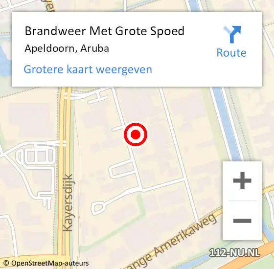 Locatie op kaart van de 112 melding: Brandweer Met Grote Spoed Naar Apeldoorn, Aruba op 14 augustus 2021 21:36