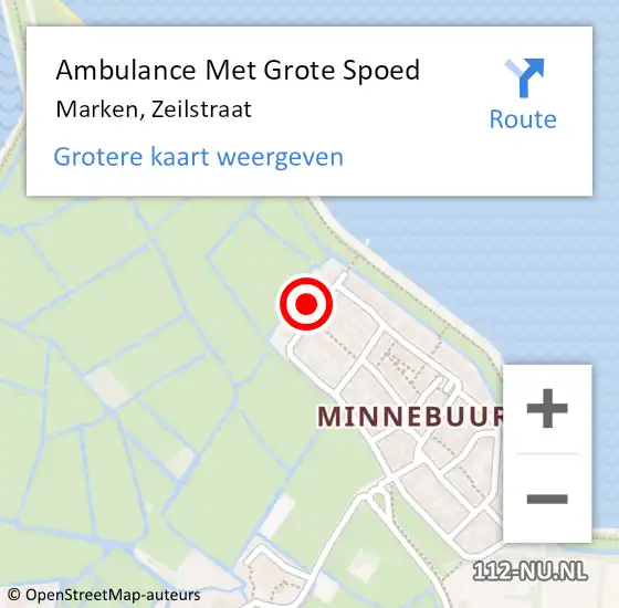 Locatie op kaart van de 112 melding: Ambulance Met Grote Spoed Naar Marken, Zeilstraat op 14 augustus 2021 21:44