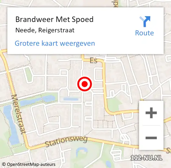 Locatie op kaart van de 112 melding: Brandweer Met Spoed Naar Neede, Reigerstraat op 14 augustus 2021 22:17