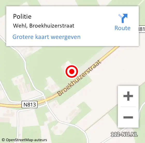 Locatie op kaart van de 112 melding: Politie Wehl, Broekhuizerstraat op 14 augustus 2021 22:45