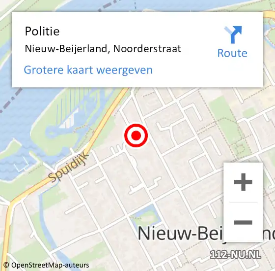 Locatie op kaart van de 112 melding: Politie Nieuw-Beijerland, Noorderstraat op 14 augustus 2021 22:50