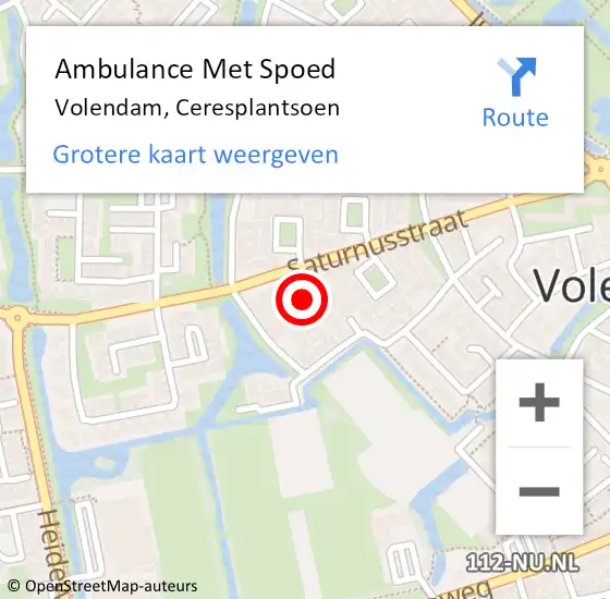 Locatie op kaart van de 112 melding: Ambulance Met Spoed Naar Volendam, Ceresplantsoen op 14 augustus 2021 23:00