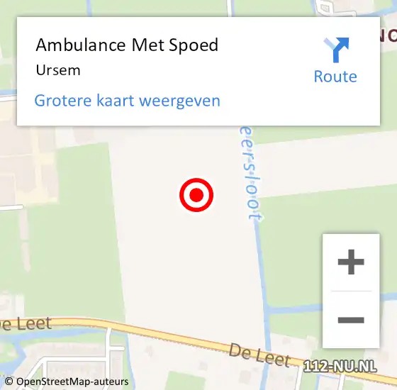 Locatie op kaart van de 112 melding: Ambulance Met Spoed Naar Ursem op 14 augustus 2021 23:30