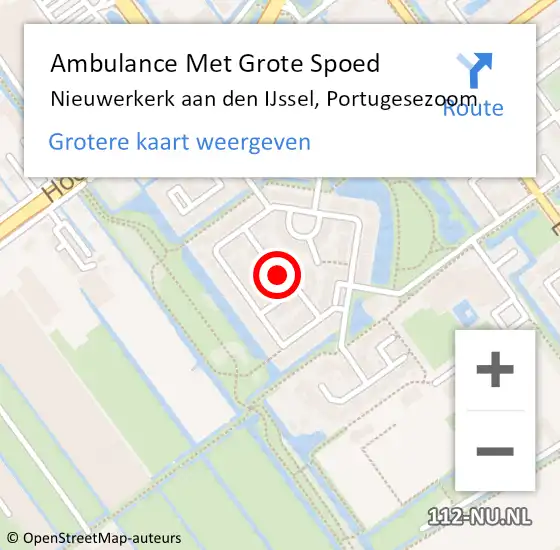 Locatie op kaart van de 112 melding: Ambulance Met Grote Spoed Naar Nieuwerkerk aan den IJssel, Portugesezoom op 14 augustus 2021 23:39