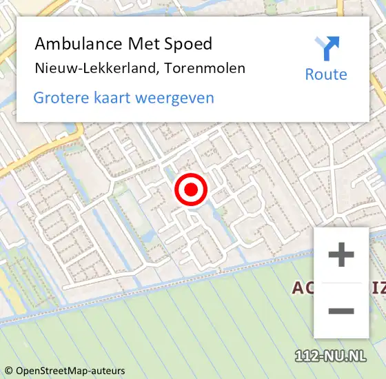 Locatie op kaart van de 112 melding: Ambulance Met Spoed Naar Nieuw-Lekkerland, Torenmolen op 14 augustus 2021 23:57