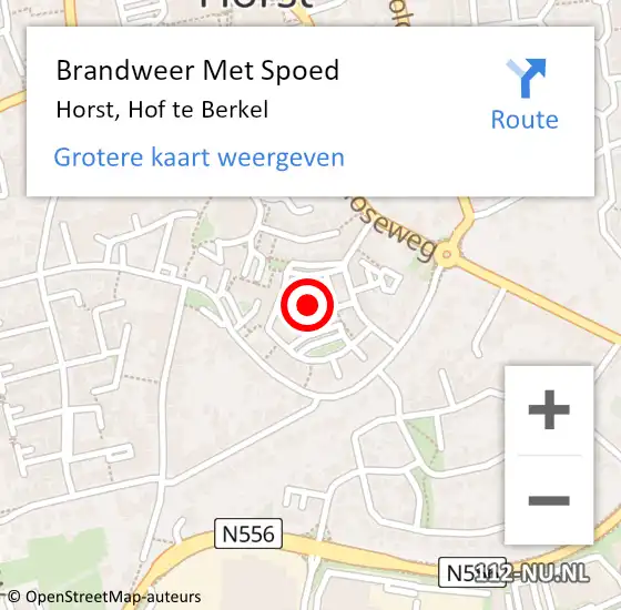 Locatie op kaart van de 112 melding: Brandweer Met Spoed Naar Horst, Hof te Berkel op 15 augustus 2021 00:54