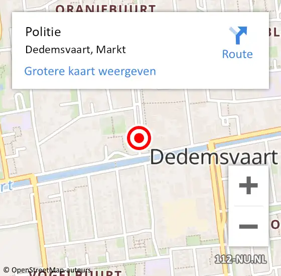 Locatie op kaart van de 112 melding: Politie Dedemsvaart, Markt op 15 augustus 2021 00:56