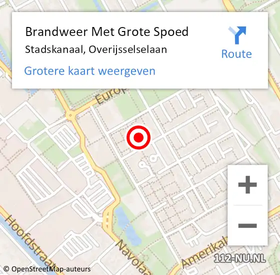 Locatie op kaart van de 112 melding: Brandweer Met Grote Spoed Naar Stadskanaal, Overijsselselaan op 15 augustus 2021 01:22