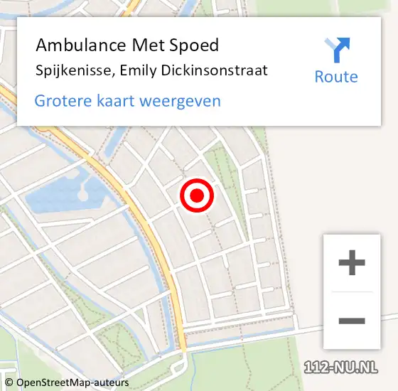 Locatie op kaart van de 112 melding: Ambulance Met Spoed Naar Spijkenisse, Emily Dickinsonstraat op 15 augustus 2021 01:55