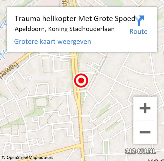 Locatie op kaart van de 112 melding: Trauma helikopter Met Grote Spoed Naar Apeldoorn, Koning Stadhouderlaan op 15 augustus 2021 02:01