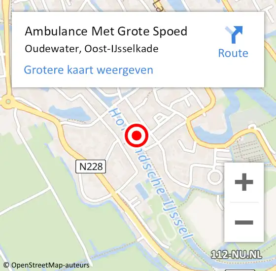 Locatie op kaart van de 112 melding: Ambulance Met Grote Spoed Naar Oudewater, Oost-IJsselkade op 15 augustus 2021 02:22