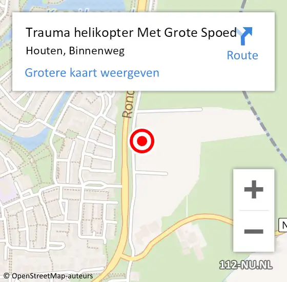 Locatie op kaart van de 112 melding: Trauma helikopter Met Grote Spoed Naar Houten, Binnenweg op 15 augustus 2021 02:29