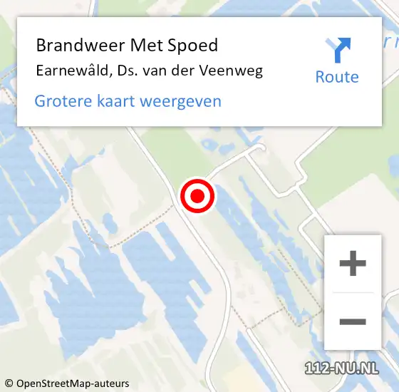 Locatie op kaart van de 112 melding: Brandweer Met Spoed Naar Earnewâld, Ds. van der Veenweg op 15 augustus 2021 02:32