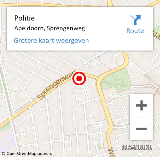 Locatie op kaart van de 112 melding: Politie Apeldoorn, Sprengenweg op 15 augustus 2021 02:50