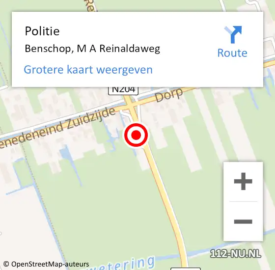 Locatie op kaart van de 112 melding: Politie Benschop, M A Reinaldaweg op 15 augustus 2021 03:30