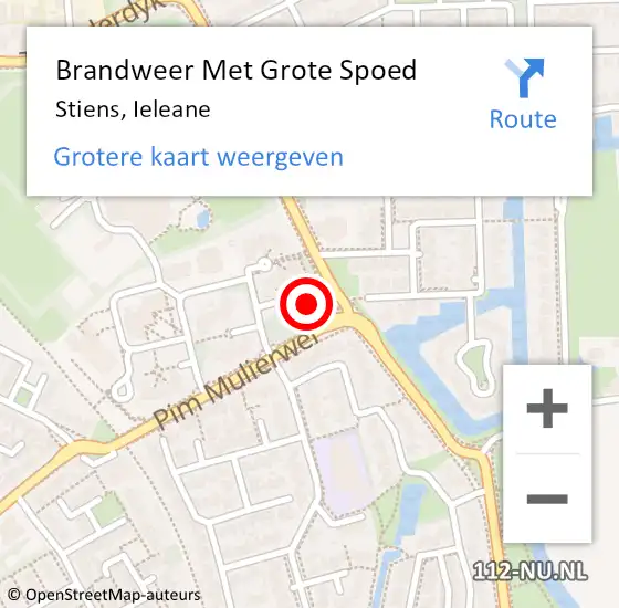 Locatie op kaart van de 112 melding: Brandweer Met Grote Spoed Naar Stiens, Ieleane op 15 augustus 2021 03:32