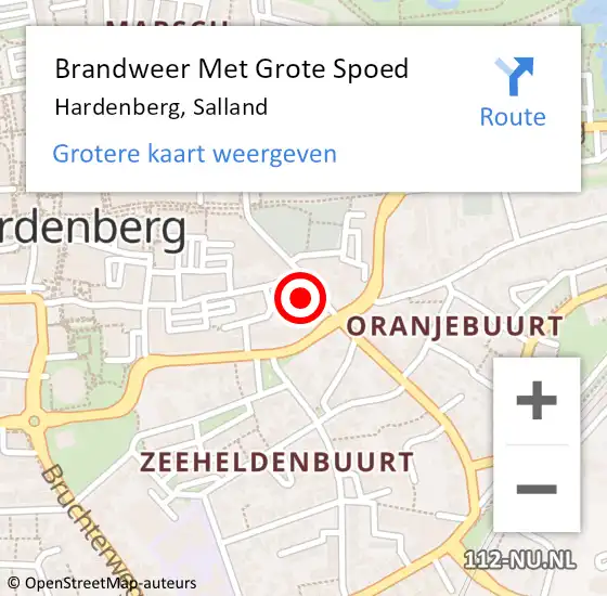 Locatie op kaart van de 112 melding: Brandweer Met Grote Spoed Naar Hardenberg, Salland op 15 augustus 2021 03:34