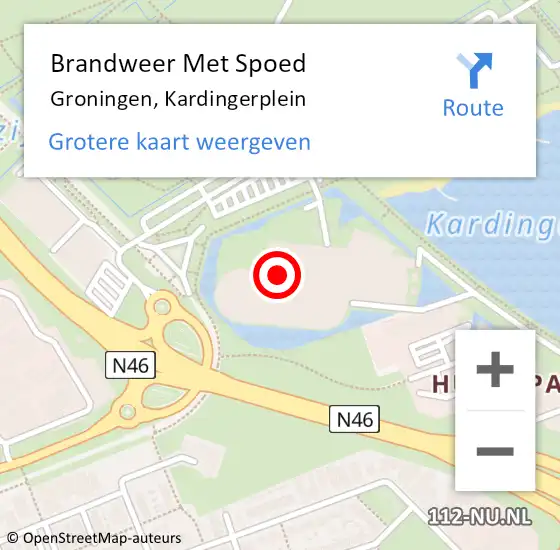 Locatie op kaart van de 112 melding: Brandweer Met Spoed Naar Groningen, Kardingerplein op 15 augustus 2021 03:48