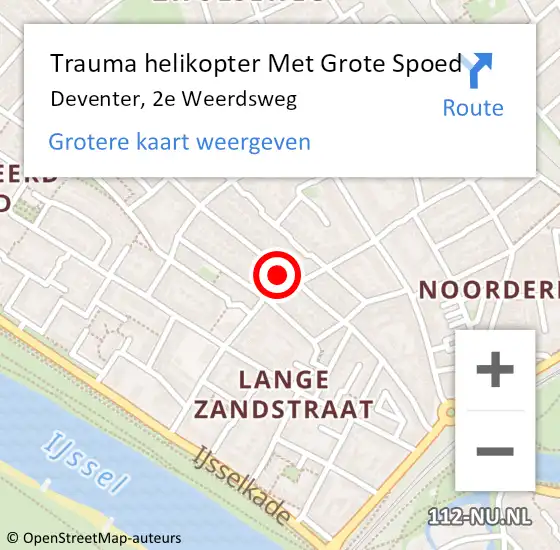 Locatie op kaart van de 112 melding: Trauma helikopter Met Grote Spoed Naar Deventer, 2e Weerdsweg op 15 augustus 2021 04:03