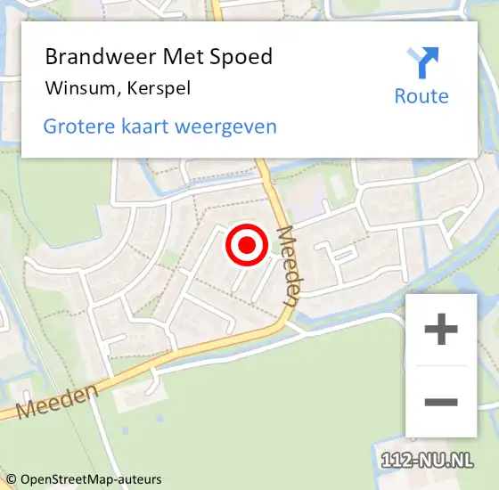 Locatie op kaart van de 112 melding: Brandweer Met Spoed Naar Winsum, Kerspel op 15 augustus 2021 04:28